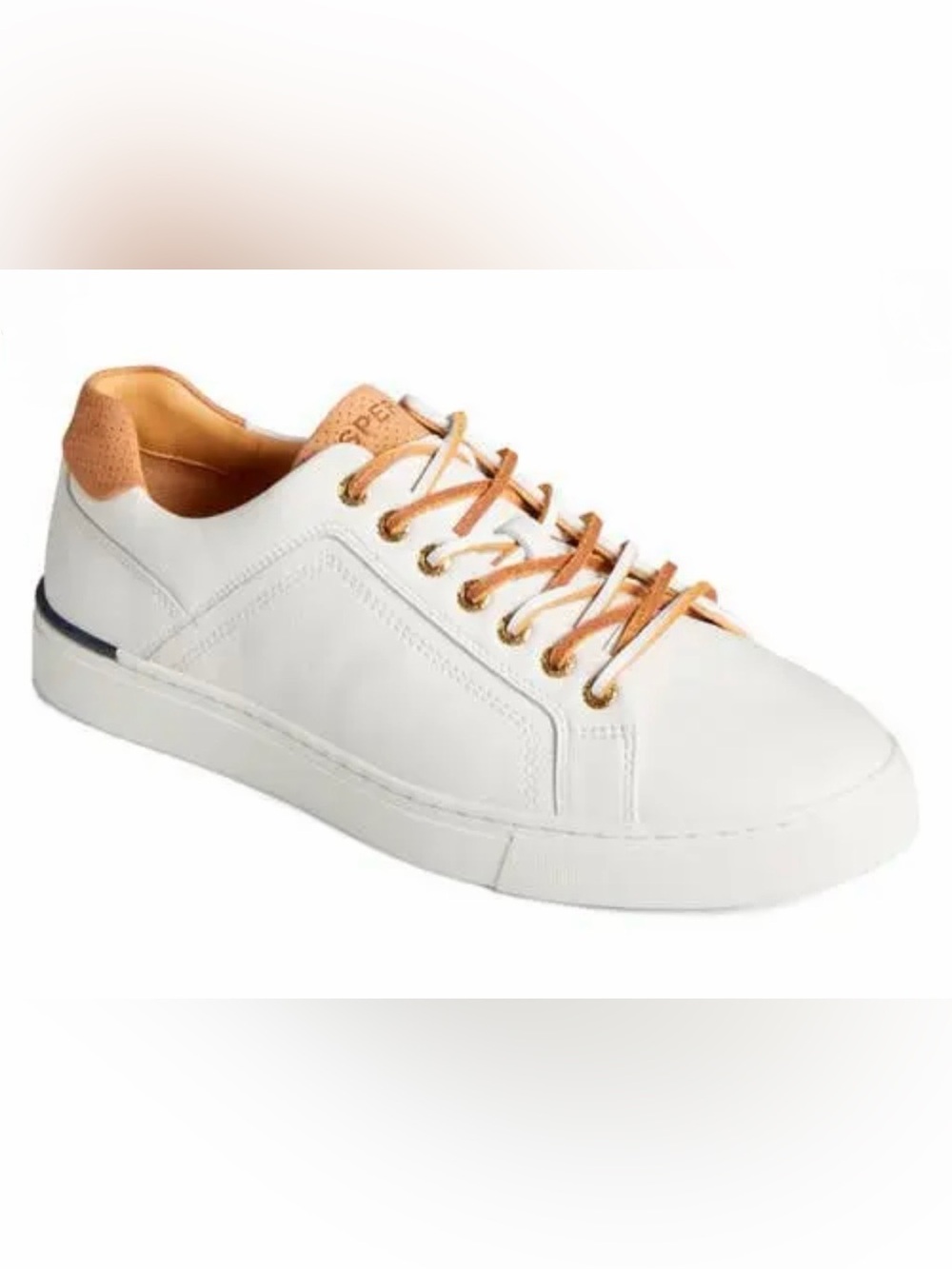 Sperry Gold Cup White Leather Sneakers with Tan Accents Size 9